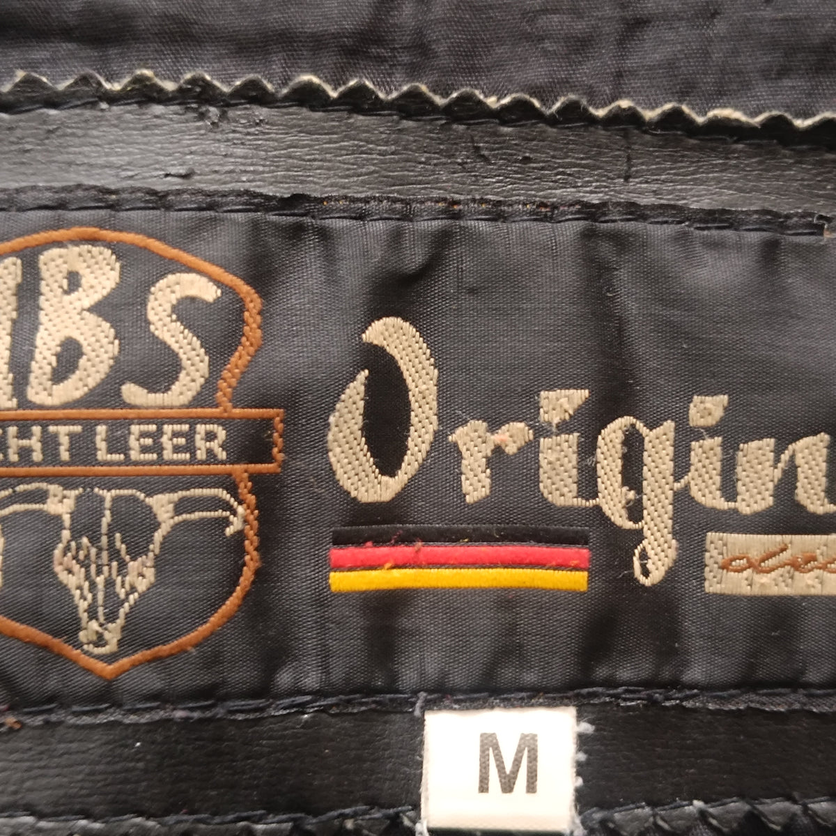 Men's NBS Original black leather biker vest with fringes, size M