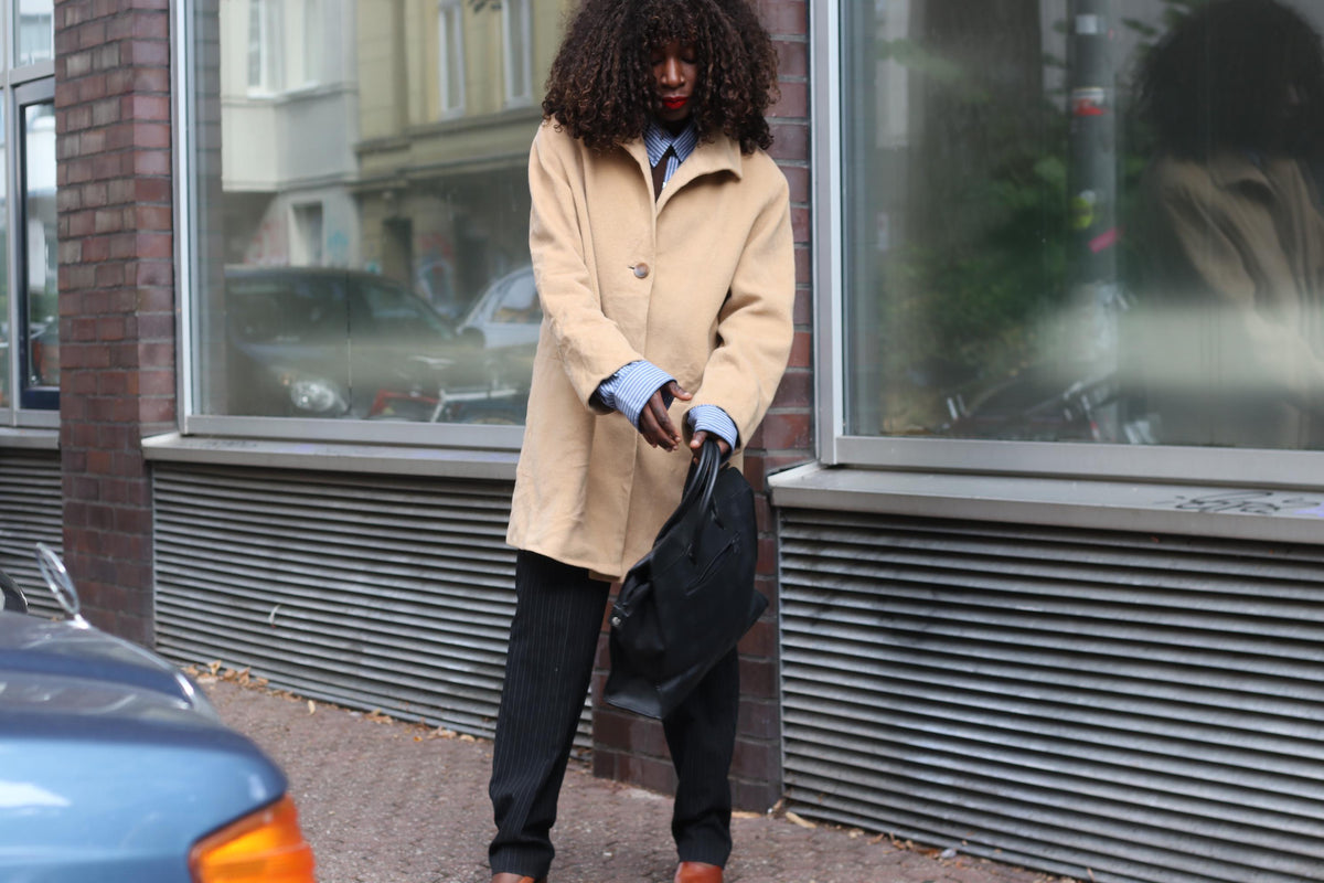 Vintage Wool Angora Coat | Classic Camel Quiet Luxury Jacket | S to M