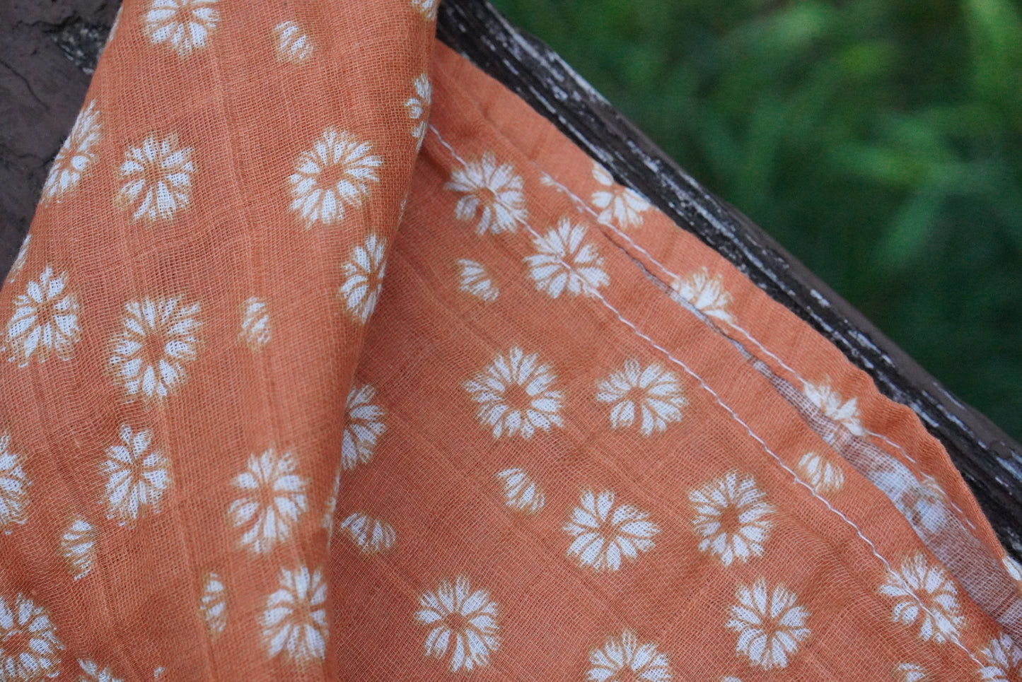 Vintage Y2K Orange Floral Daisy Cotton Bandana Head Scarf