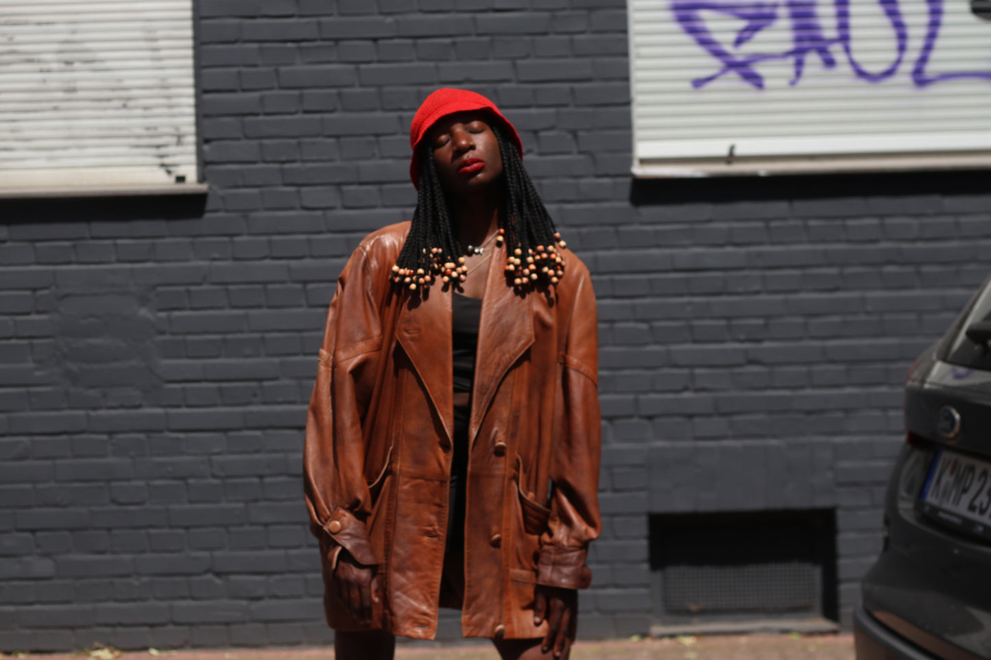 Vintage 1980s Leather Blazer Jacket Brown Oversized Boyfriend Coat Medium Large