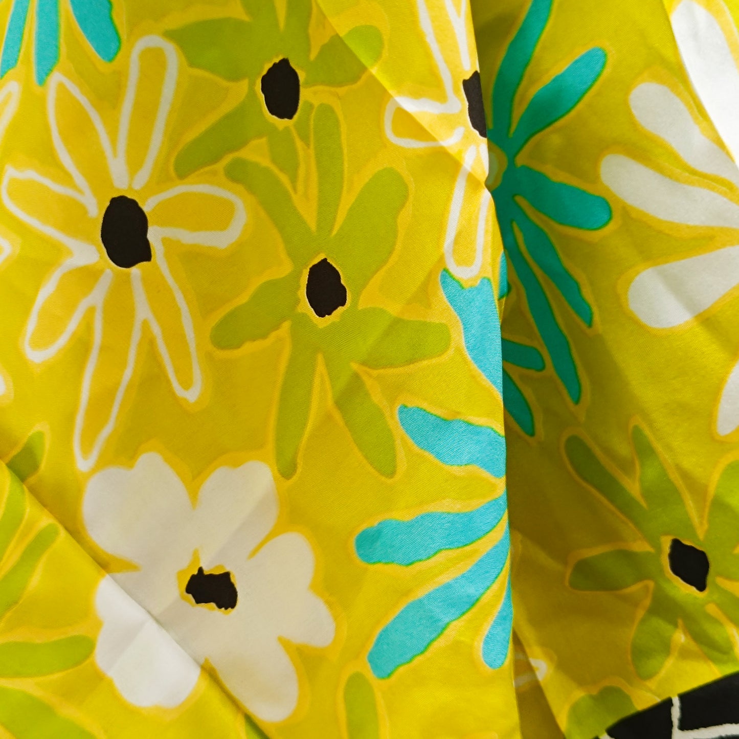Vintage 60s Silk Scarf Flower Power Daisy Nicky Neckerchief Yellow Blue