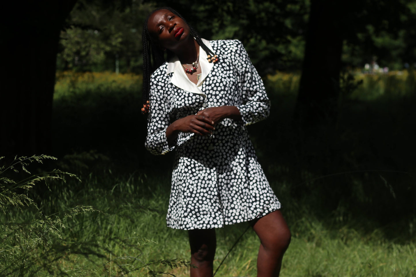 Antonette Vintage 90s Silk Polka Dot Blazer Dress - Made in Germany