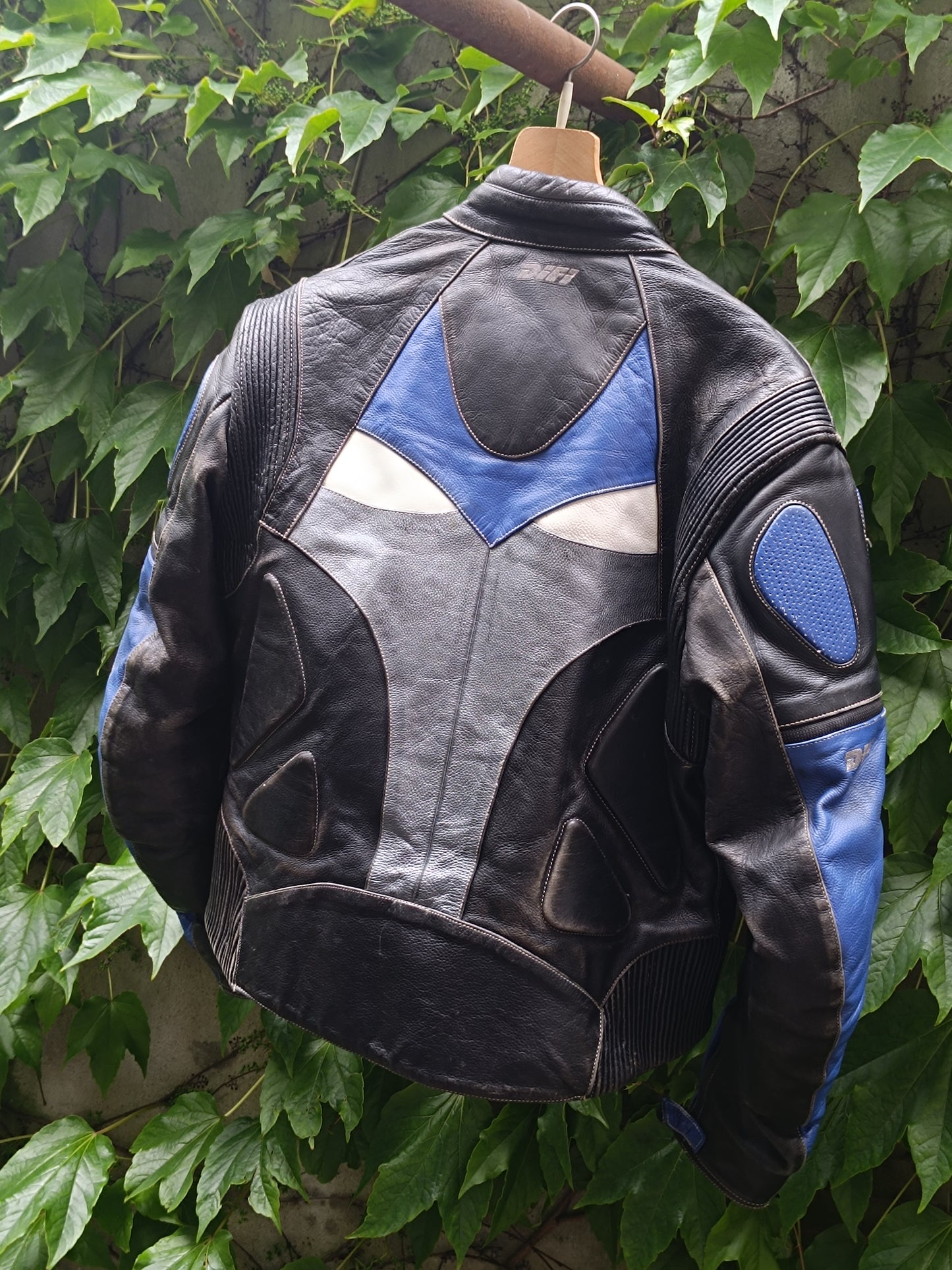 80s Difi Moto Jacket| Vintage Blue Leather Biker Jacket| Tough Luxe Womens Racer Jacke
