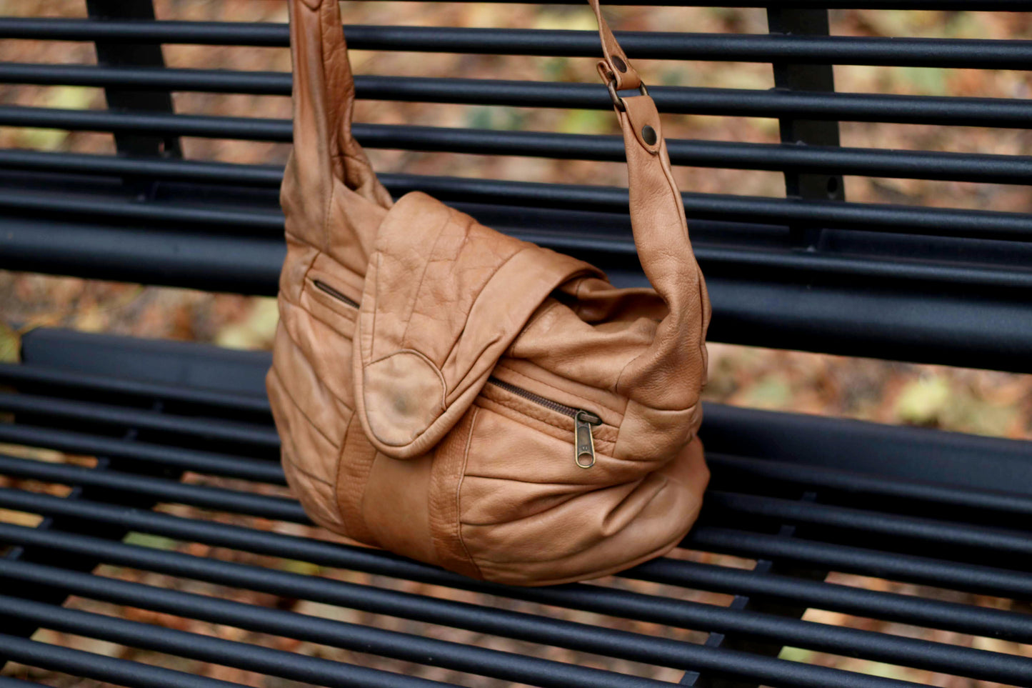 70s Leather Bag| Vintage Brown Hobo Bag| Minimalist Women's Shoulderbag