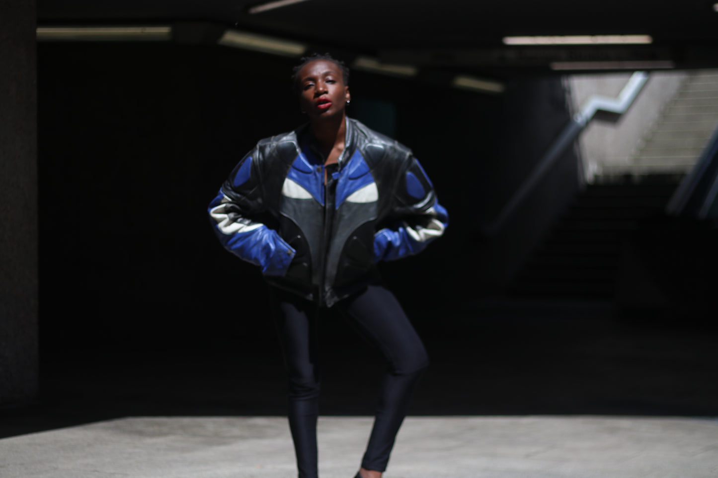 80s Difi Moto Jacket| Vintage Blue Leather Biker Jacket| Tough Luxe Womens Racer Jacke