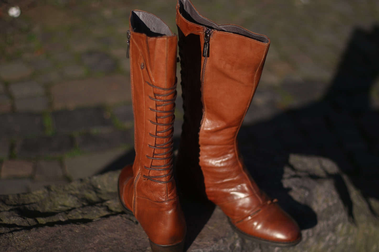 Vintage Brako Leather Boots| Women's 90s Knee-length Boots Lace-up Shoes