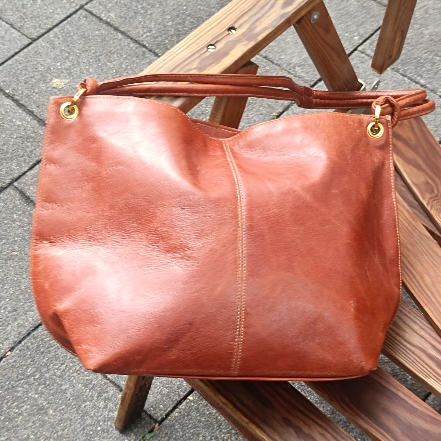 Suede Shoulder Bag - Vintage 80s Patchwork Tote - Brown Cream | Medium