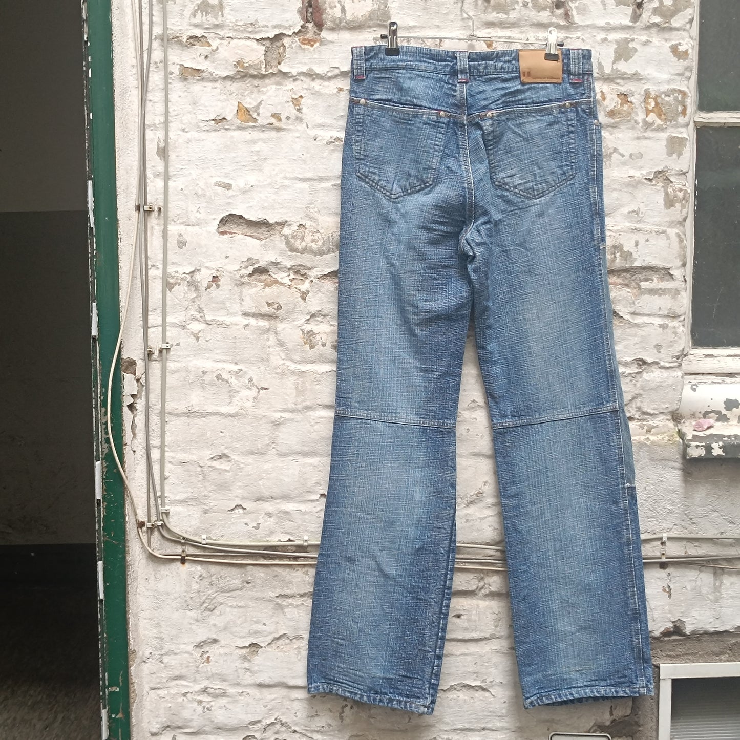Vintage Timezone Jeans Y2K Patchwork Denim Pants Blue 2000s Wide Leg Trousers