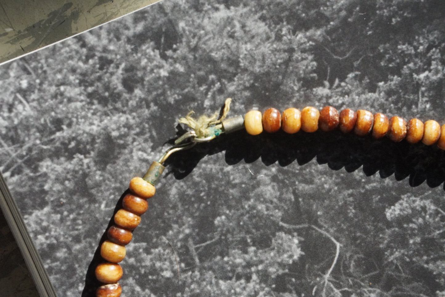 Vintage Carved Fish Necklace | Boho Brown Coconut Shell Tiki Jewelry