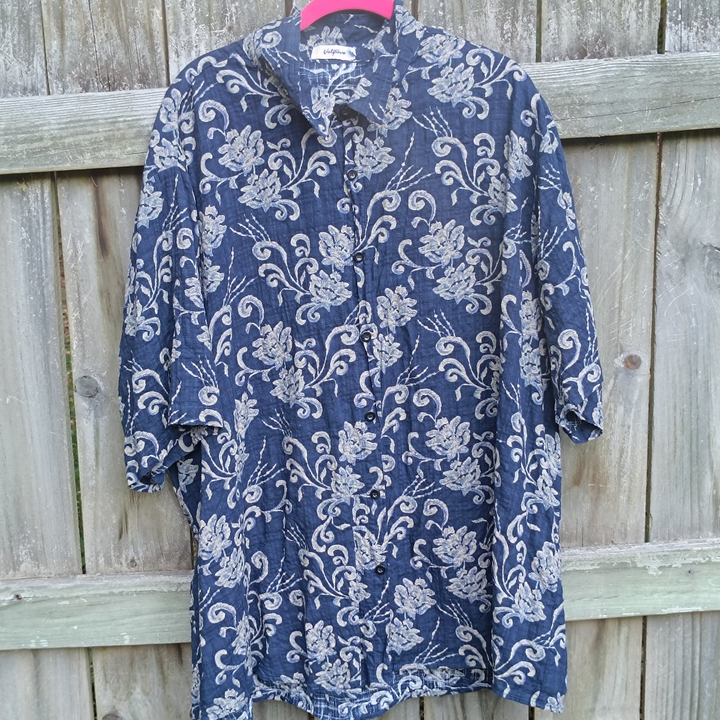 Votprove Blue Floral Short Sleeve Button Shirt - Size XXL