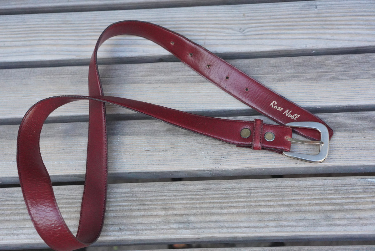 Rose Noll Burgundy Leather Belt with Silver Buckle