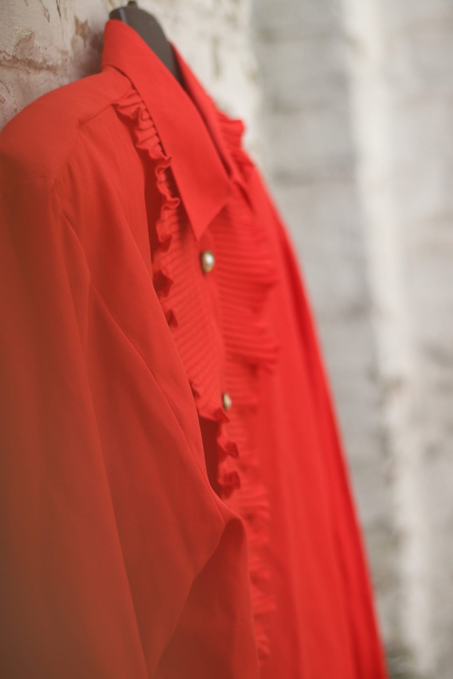 Tuxedo inspired long sleeve blouse | Vintag blouse with pleated details| Spanish inspired bold design