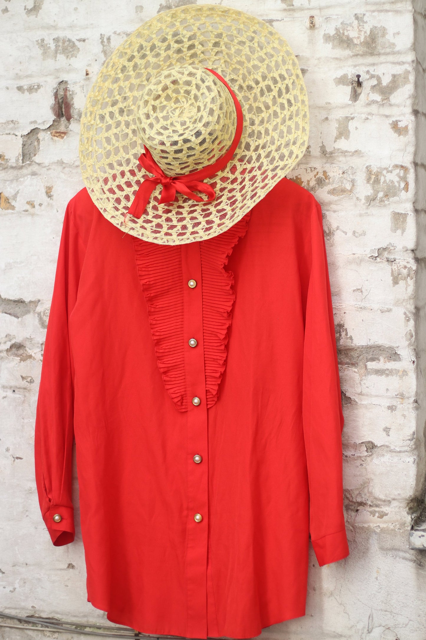 Tuxedo inspired long sleeve blouse | Vintag blouse with pleated details| Spanish inspired bold design