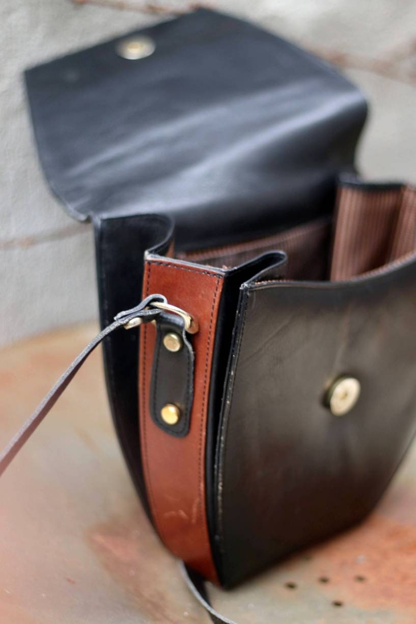 Vintage JOOP! leather shoulder bag | 90s designer handbag in brown and black