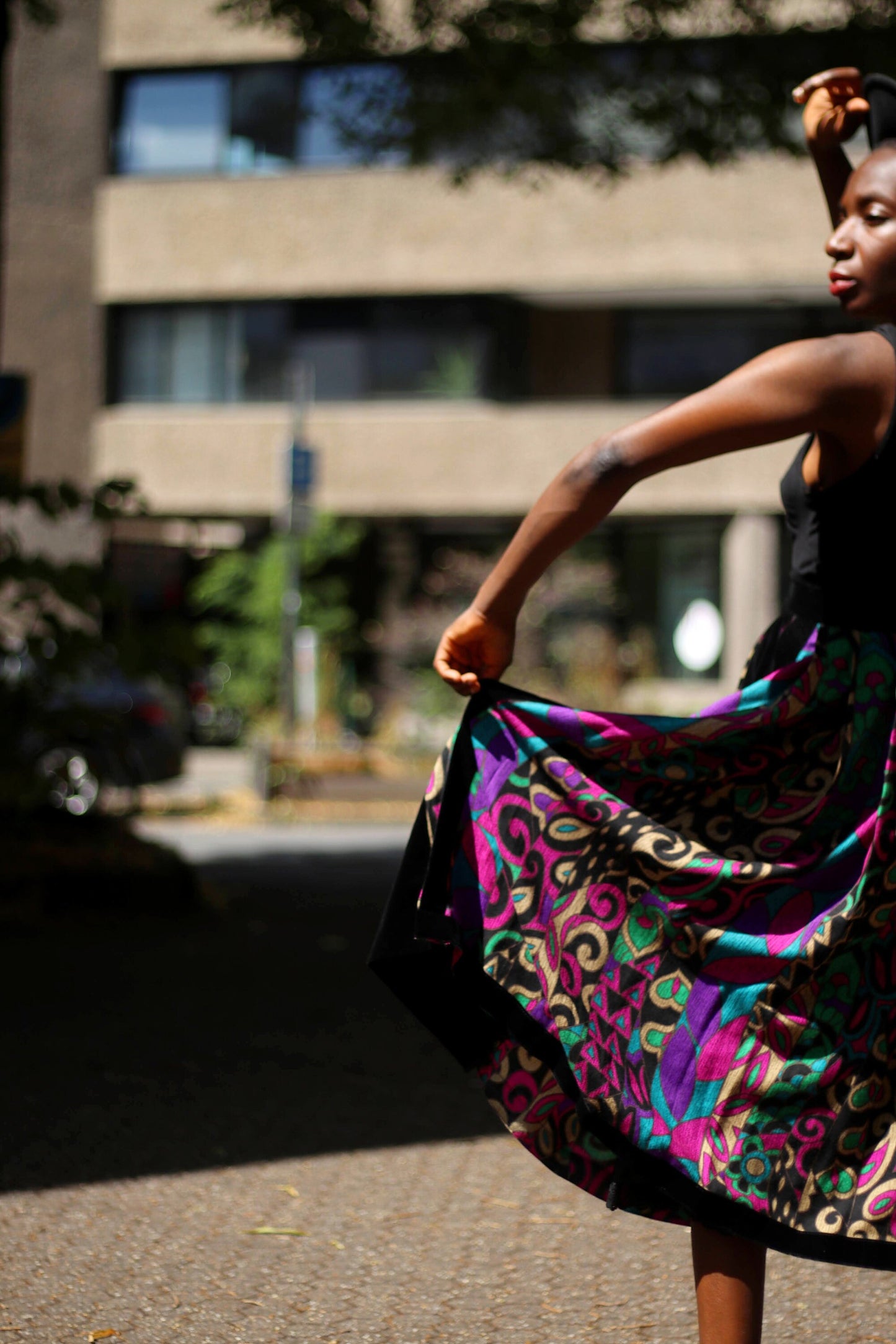 80s Helene Straber Skirt|Vintage Floral Skirt with Pockets| 80s Black Midi Skirt with statement paisley print