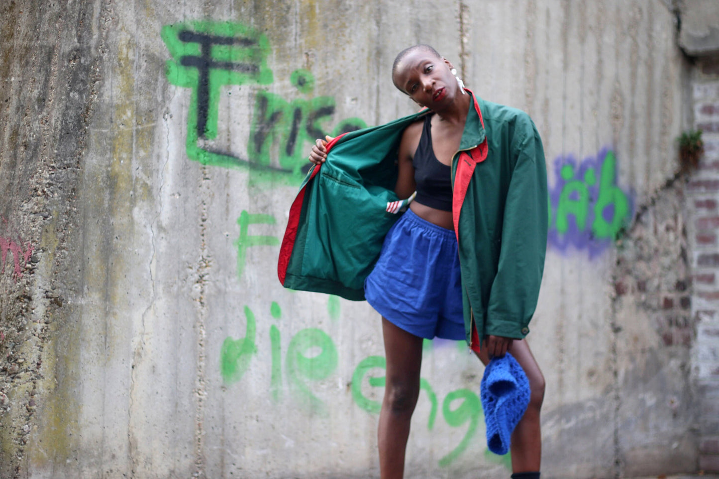 90s Tracksuit Jacket |Vintage green sporty coat with red details |