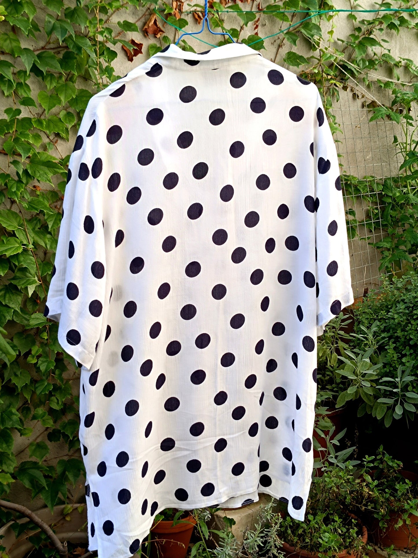 Vintage polka dotted Blouse| 80s Gigi Modelle oversized monochrome shirt in black and white