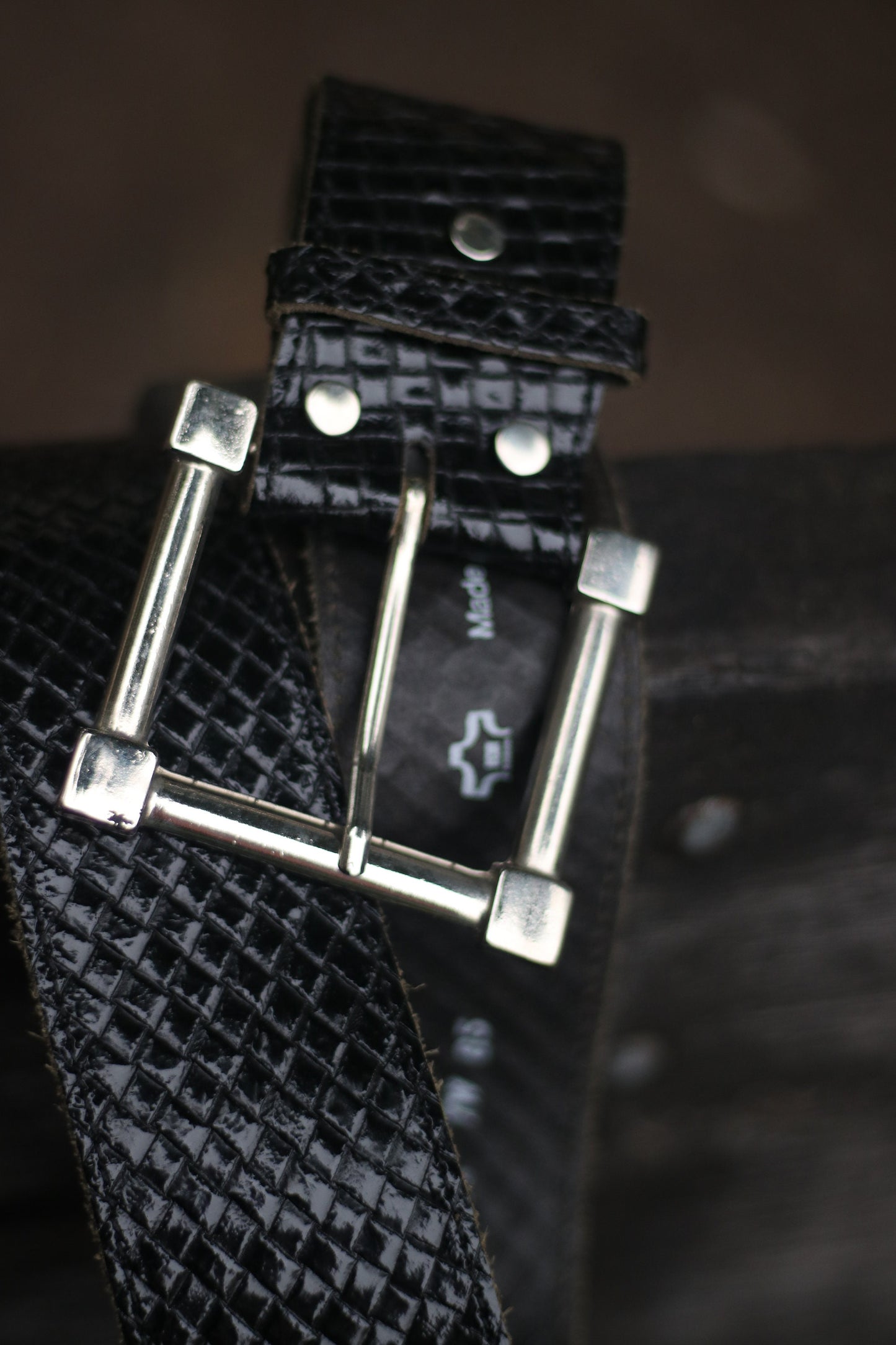 90s Leather Belt with silver buckle| Vintage Minimalist black belt with square shaped buckle| Capsule Wardrobe accessory waist belt