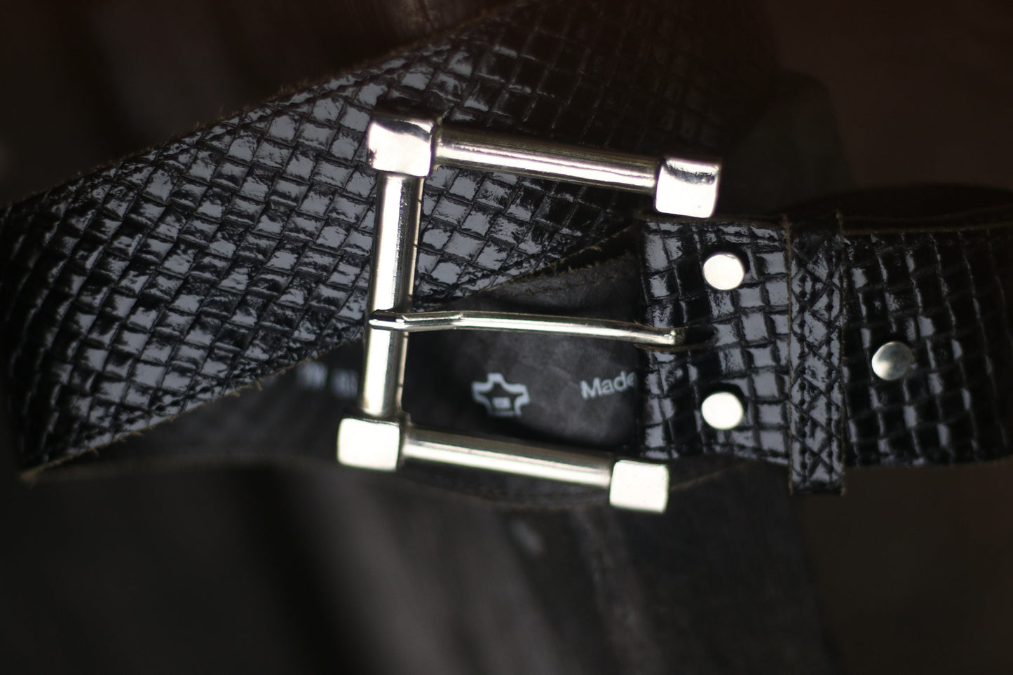 90s Leather Belt with silver buckle| Vintage Minimalist black belt with square shaped buckle| Capsule Wardrobe accessory waist belt
