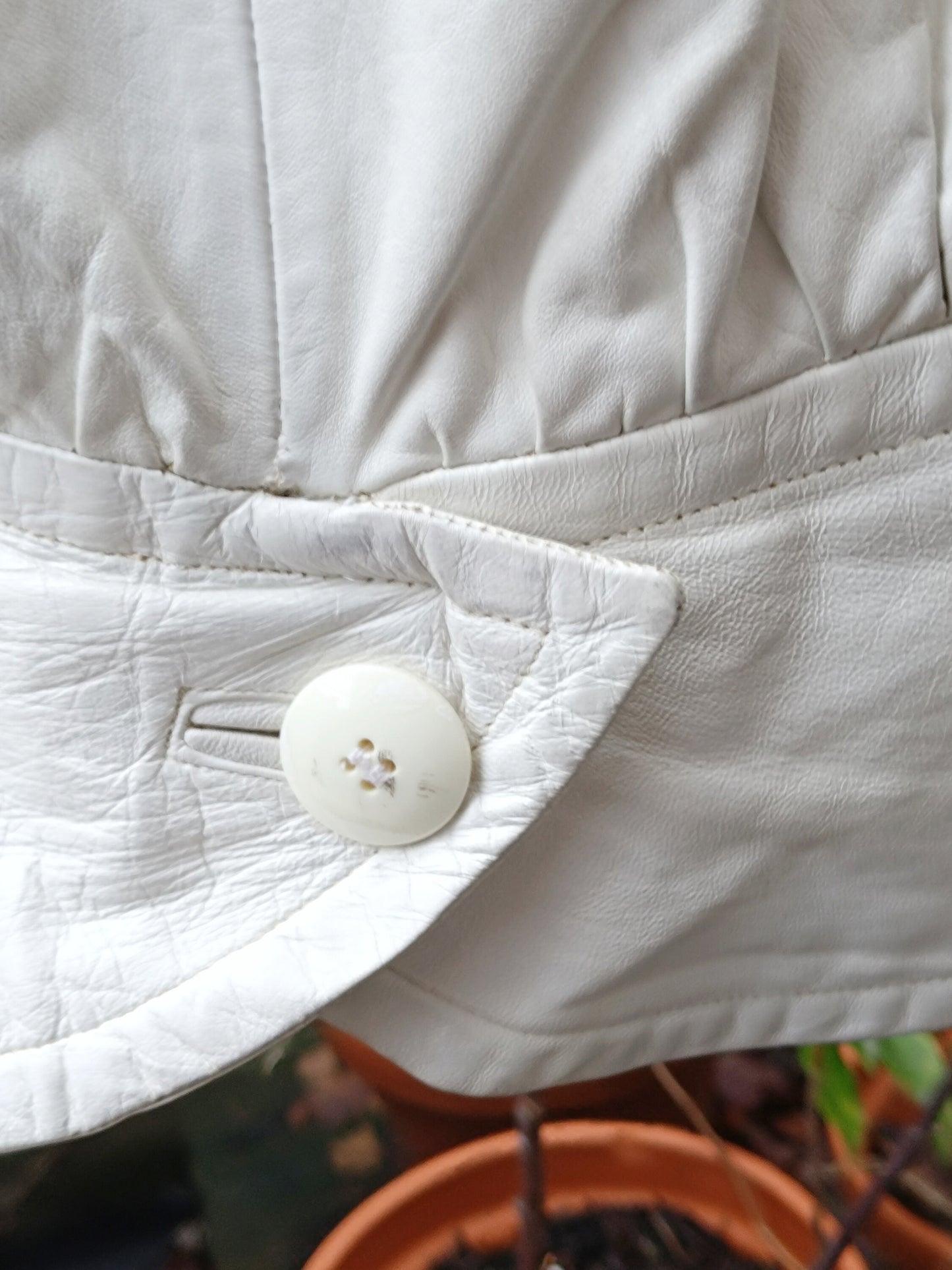 80s White Leather Jacket| Vintage Minimalist Women's Leather Blazer Coat| Oversized Street style Winter Coat