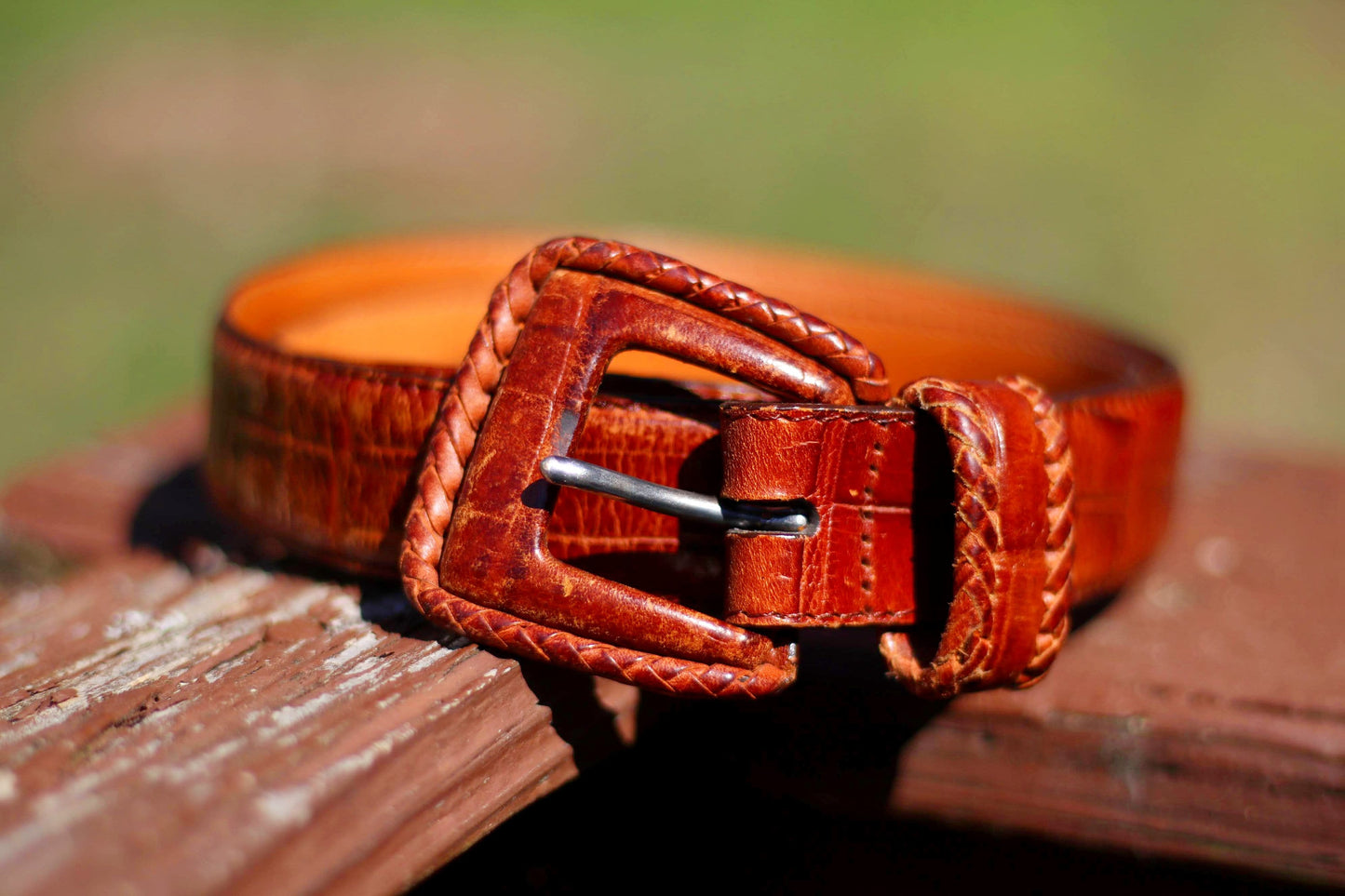 90s Brown Belt | Women's Vintage boho chic belt with Statement Buckle|