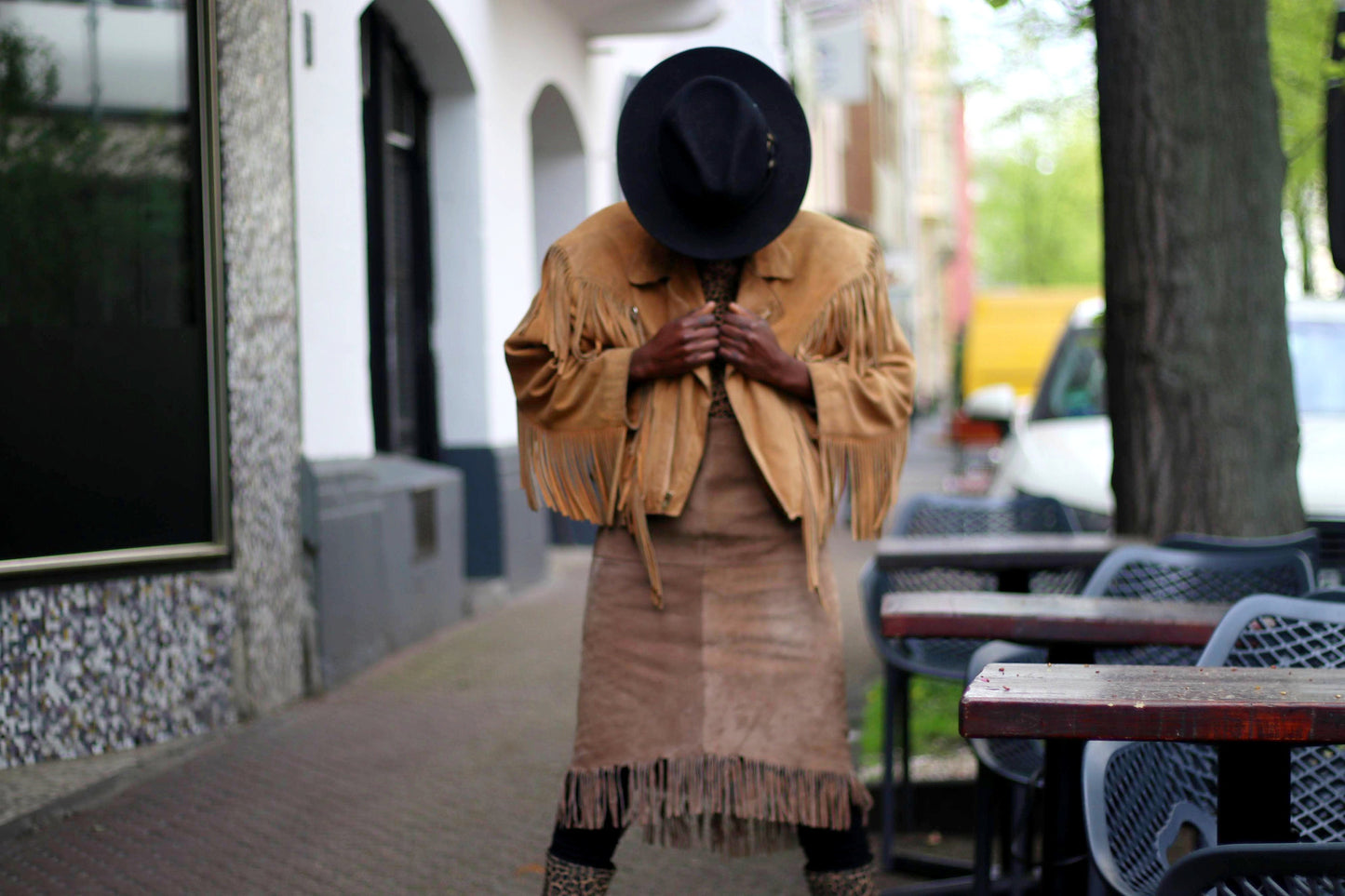 90s Brown Suede Skirt| Vintage Cowgirl Fringe Detailed Country skirt| Maximalist Colloseum leather design