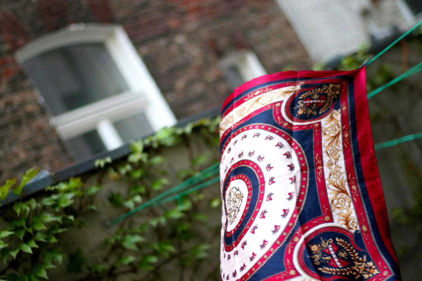 80s Quirky Print Scarf| Vintage Bold Red Maximalist Scarf| Women's necktie Accessory