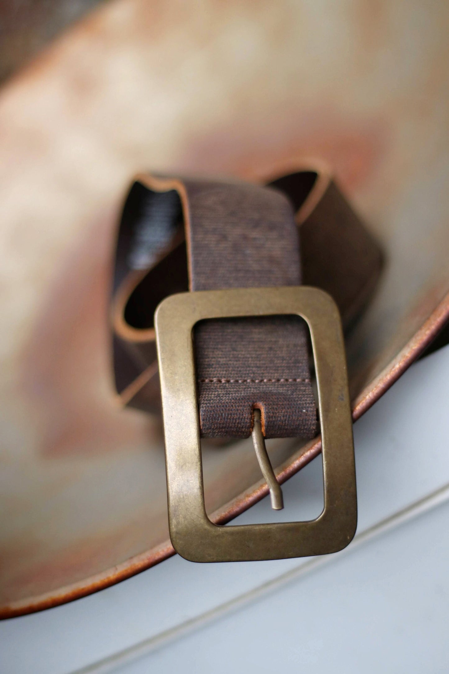 Vintage Brown Leather Belt| 90s C&A Split Cow leather Belt | Women's Minimalist Belt