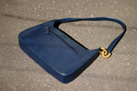y2k Fabiani Handbag | Women's Vintage Minimalist Navy Shoulder bag | Capusule Wardrobe Mini Blue Bag