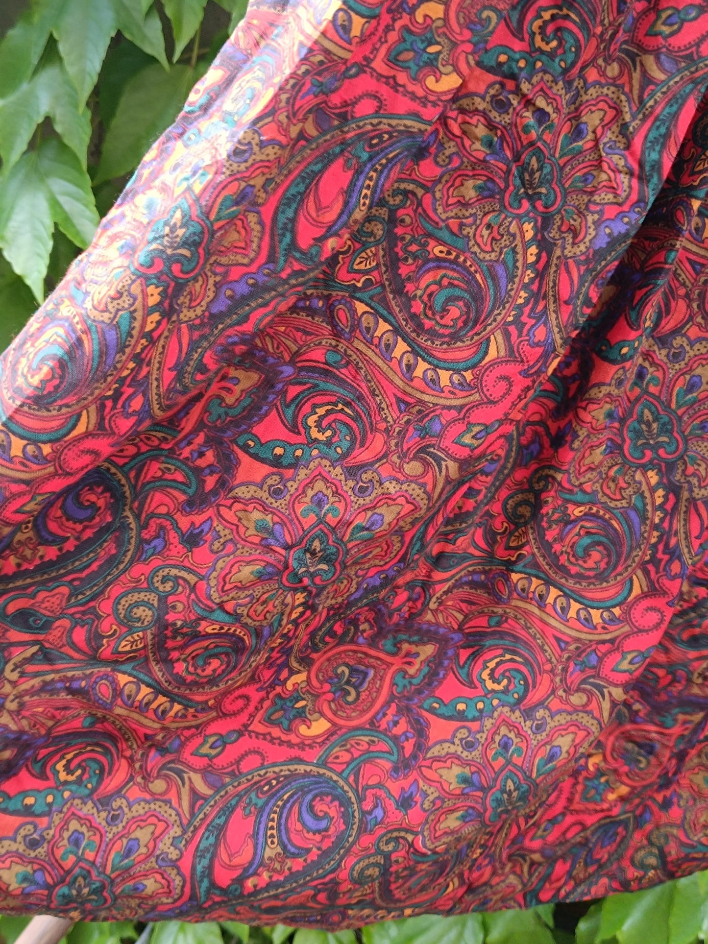 80s Red Summer Skirt| Vintage Eye-Print Midi Skirt| Women's Bohemian Skirt