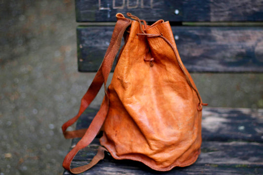 70s Mini Backpack| Vintage Brown Boho Chic Backpack| Women's Minimalist Compact Bag