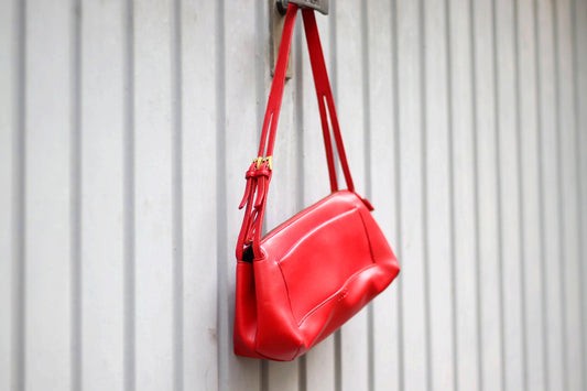 90s Bogy's Leather Bag| Vintage Red Handbag| Minimalist Compact Sleek Shoulder bag| Women's Chic Mini Bag