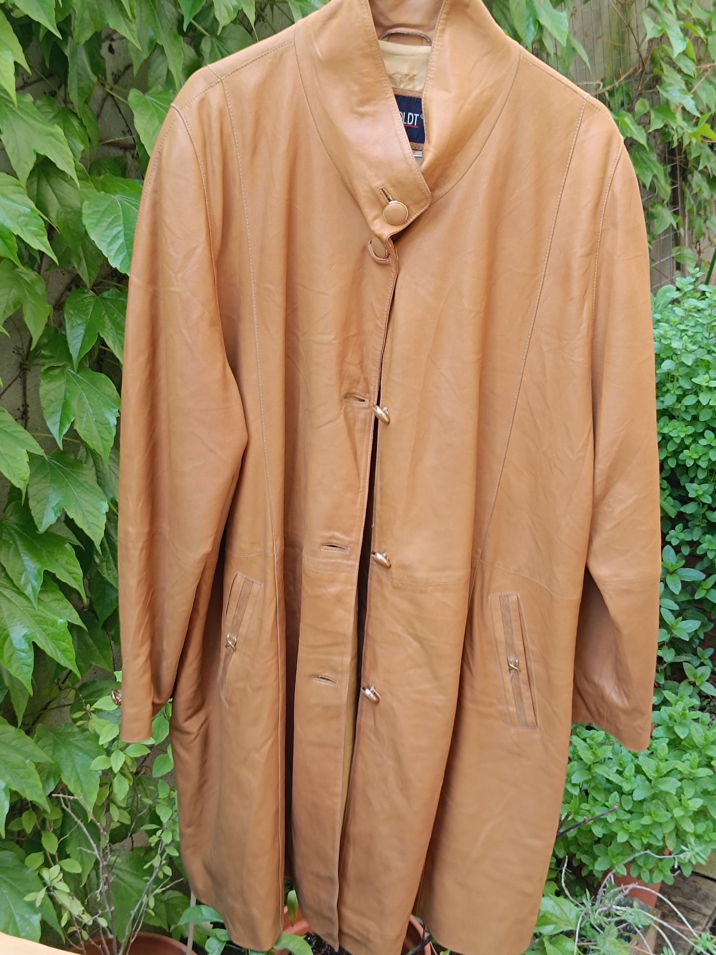 90s Brown Leather Jacket| Vintage Minimalist Leather Trenchcoat| Von Holdt Monochrome Leather Coat| Unisex Capsule Wardrobe Jacket