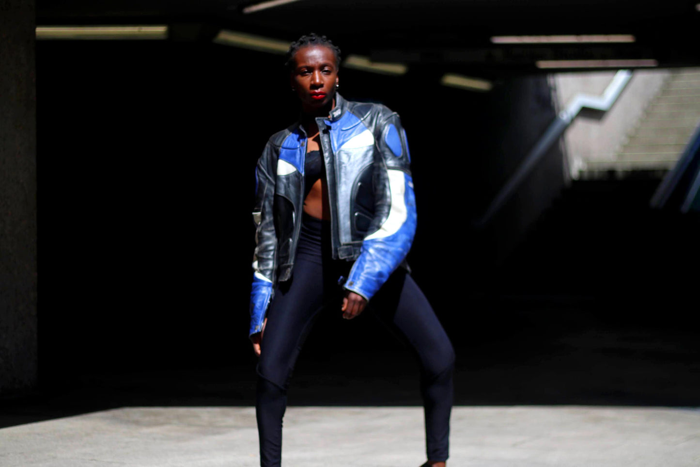 80s Difi Moto Jacket| Vintage Blue Leather Biker Jacket| Tough Luxe Womens Racer Jacke
