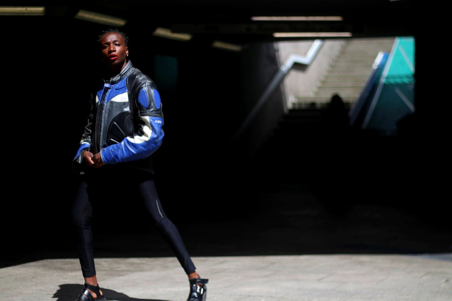 80s Difi Moto Jacket| Vintage Blue Leather Biker Jacket| Tough Luxe Womens Racer Jacke