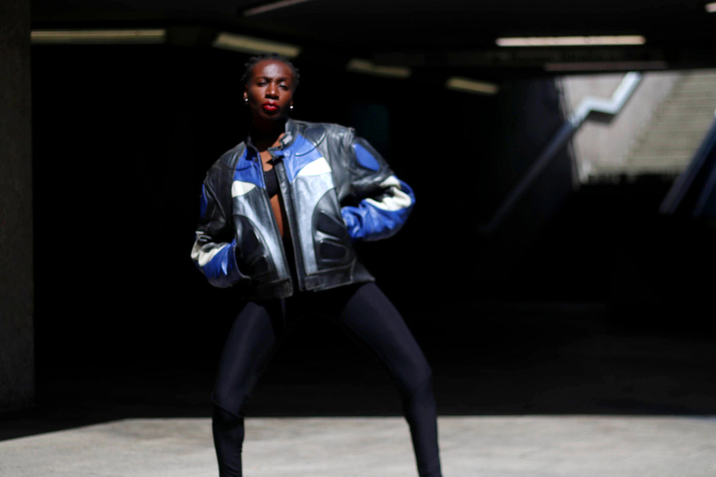 80s Difi Moto Jacket| Vintage Blue Leather Biker Jacket| Tough Luxe Womens Racer Jacke