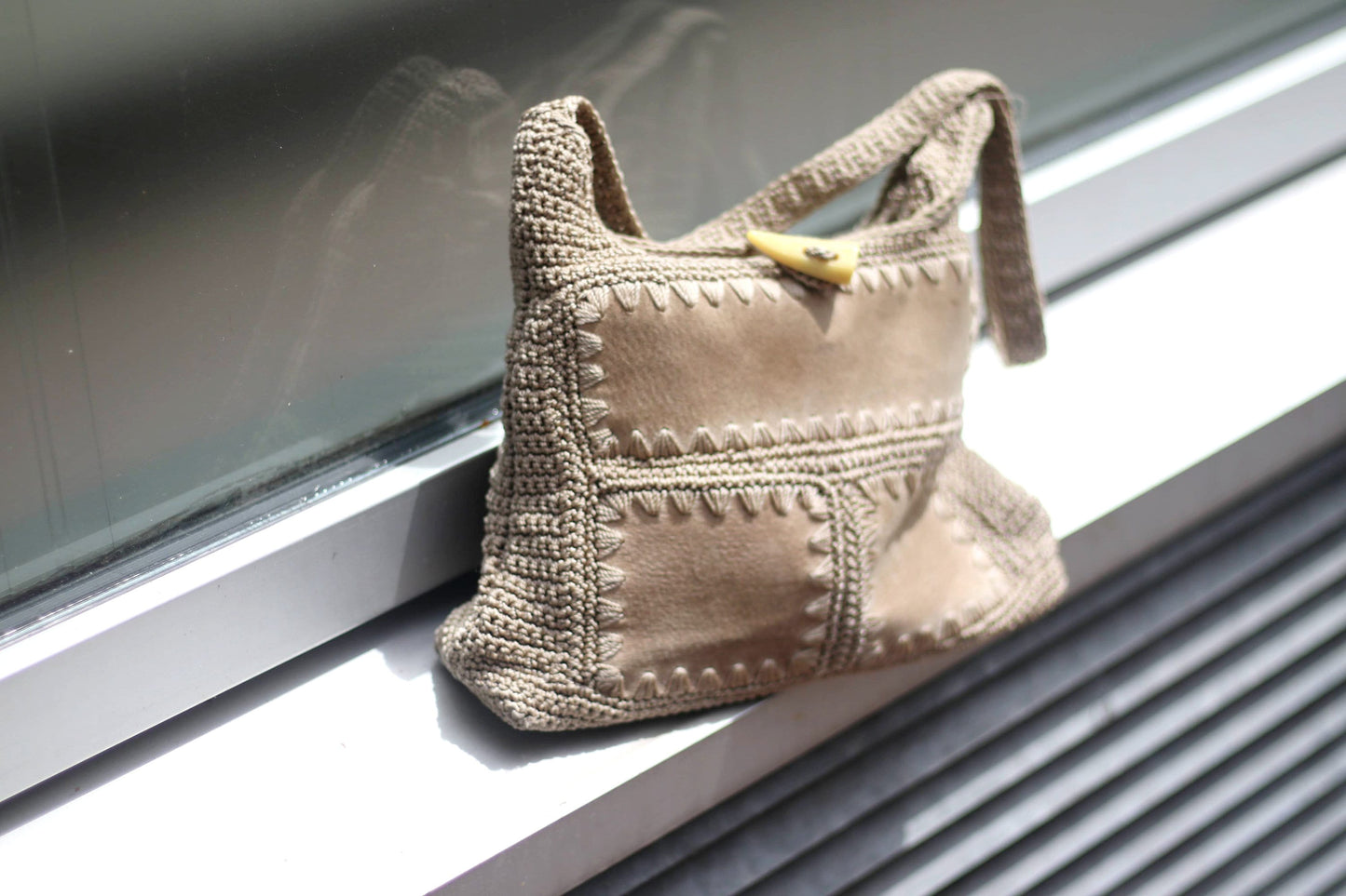 y2k Crocheted Bag | Vintage Knitted Brown Shoulder bag| Women's Chic Summer Bag | Chic grandmother purse bag|