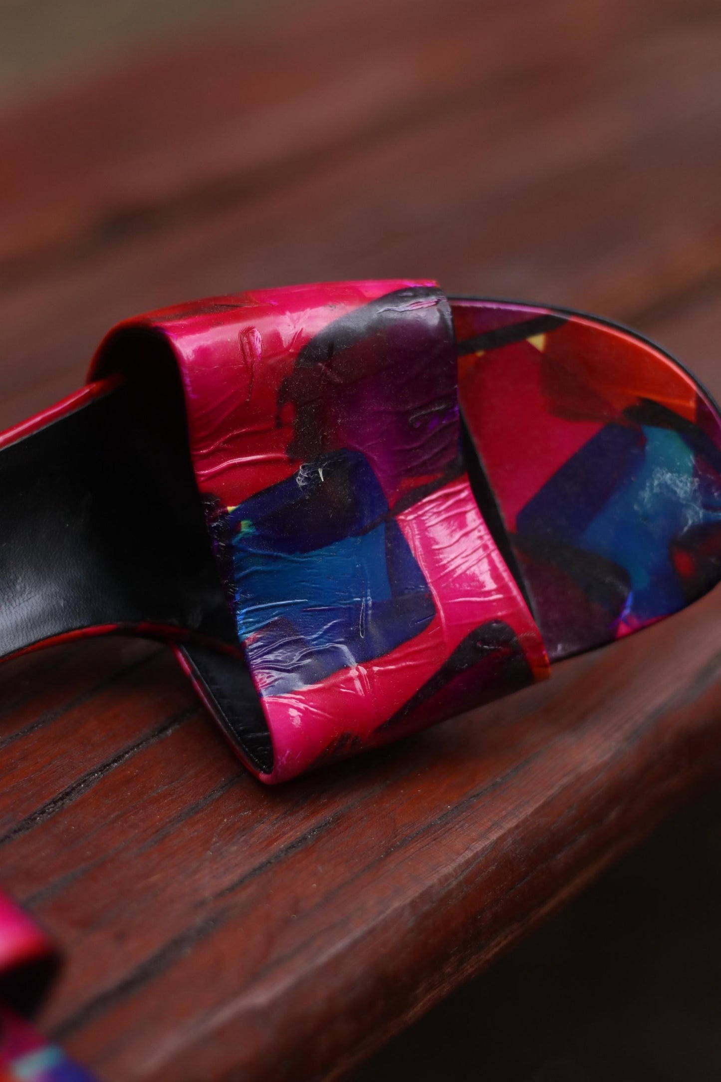 y2k Emotions Heels | Vintage Multi Colored bold Sandals| Maximalist Leather Grafitti Inspired Shoes