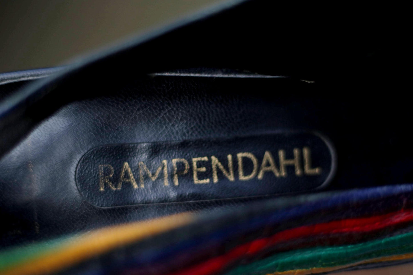 80s Rampendal Heels | Vintage Leather Multi-Colored Pointed Toe Pumps| Maximalist Red and Green Statement Shoes