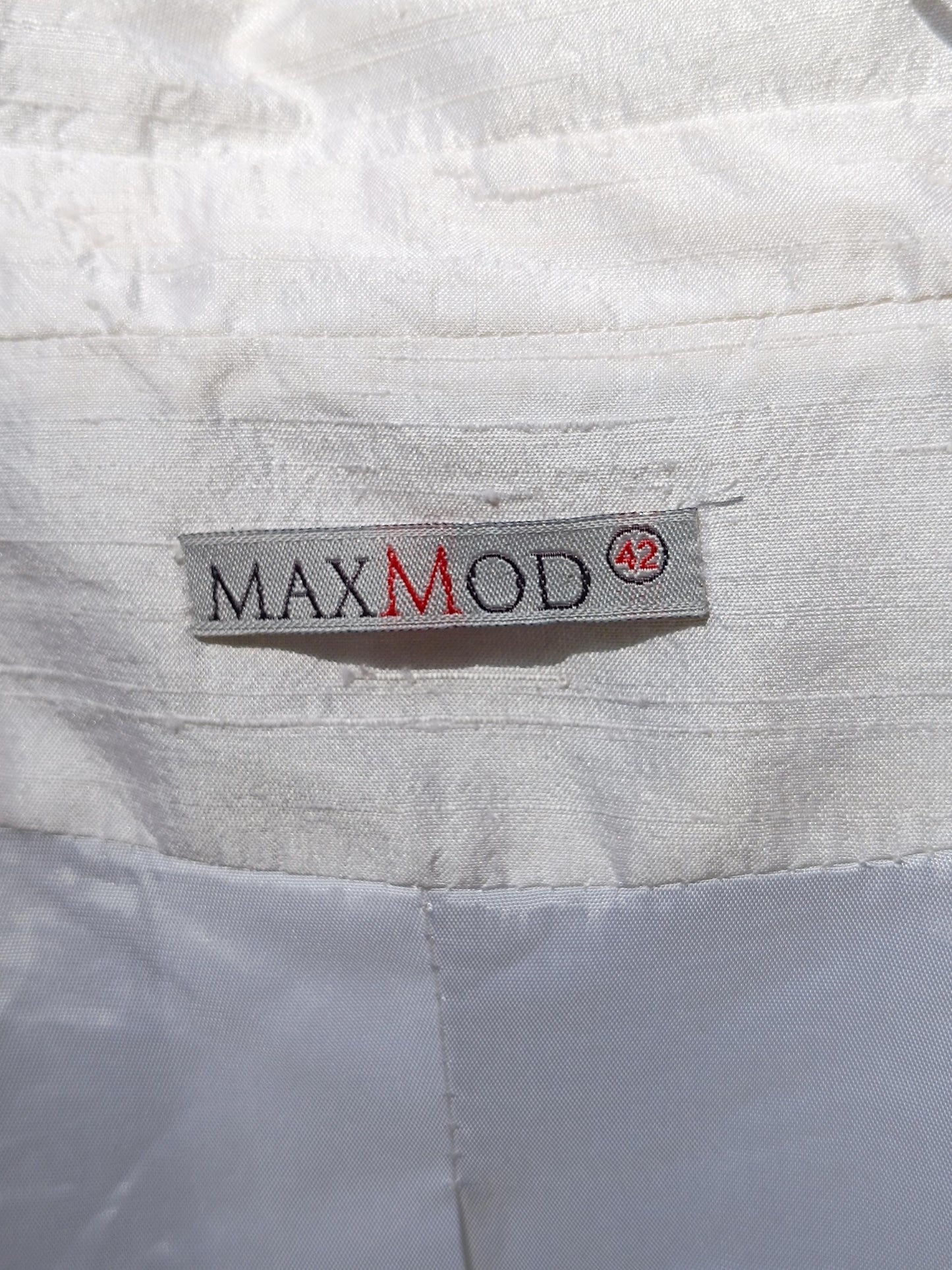 90s Silk Blazer– Vintage lightweight Jacket–Minimalist White and Gold Eveningwear Shirt |