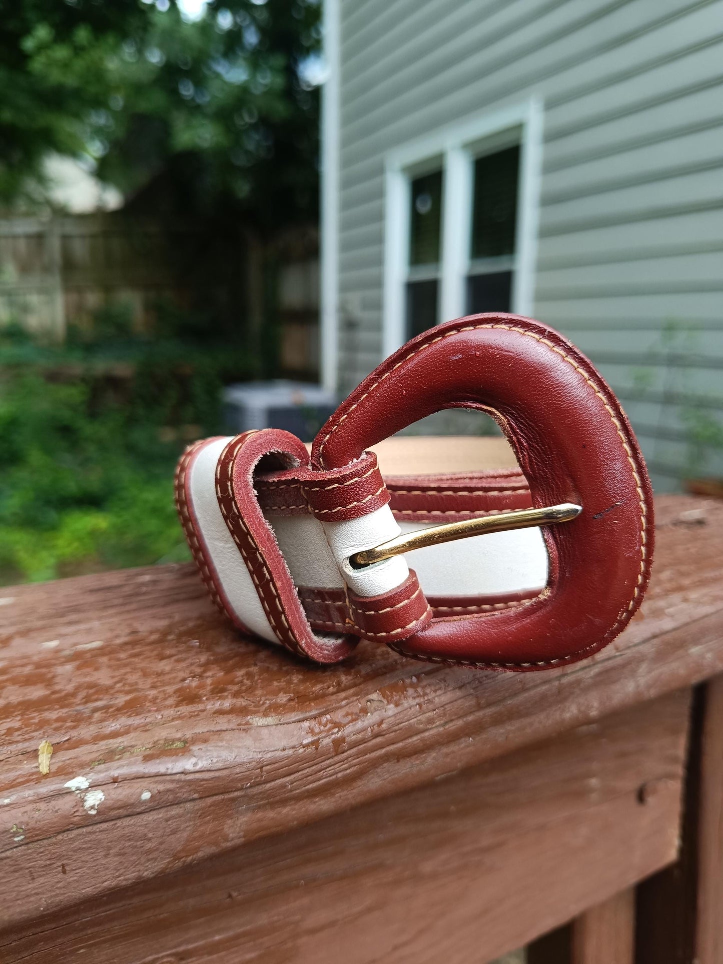Vintage Ann Taylor Belt| Women's Minimalist 90s Brown and White Waist Belt| Genuine Leather Accessory