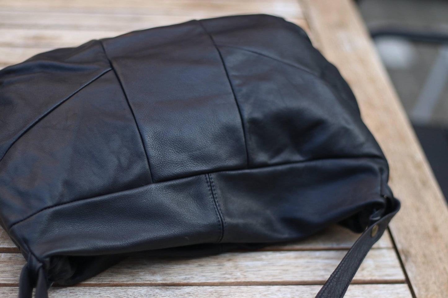 90s Black Hobo Bag| Vintage Leather Crossbody Tote| Chic Bohemian Handbag|