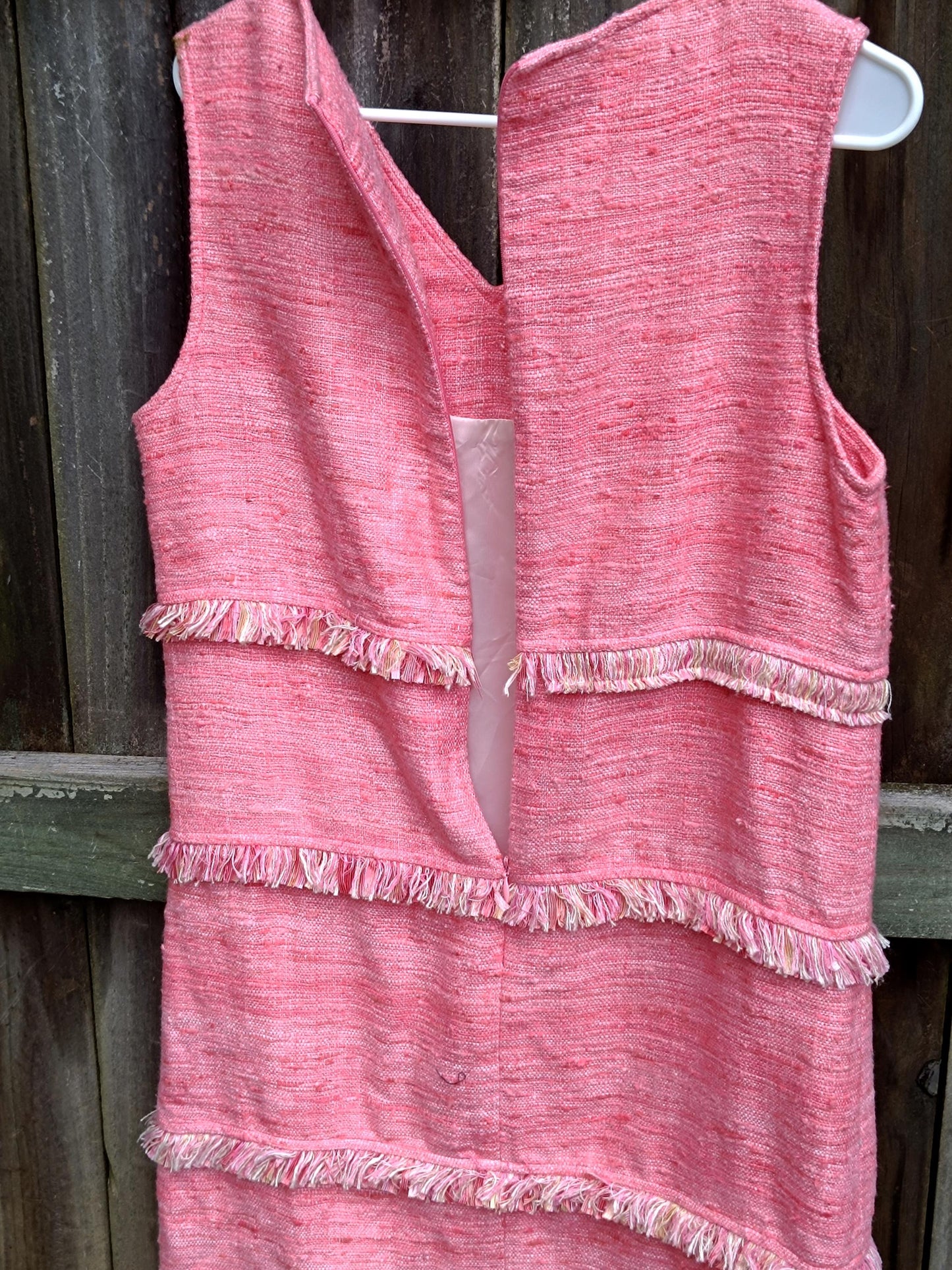 90's Boucle-Like Dress| Vintage Sara Campbell Dress| Women's Pink Glamorous Midi Dress| Vintage Chic Feminine Dress