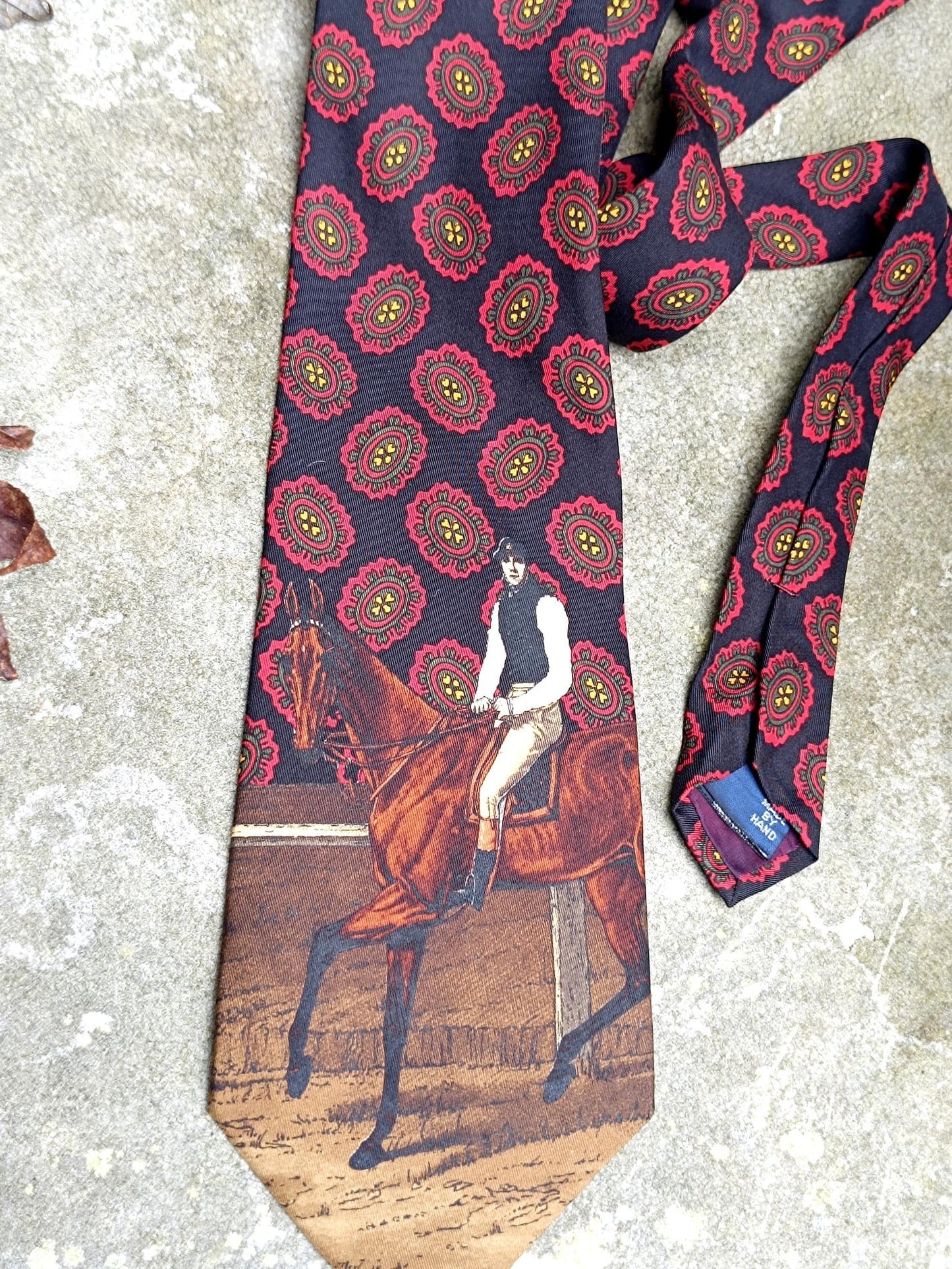 90s Polo Ralph Lauren Silk Tie | Handmade Whimsical Equestrian Print Tie| Sartorial Necktie| Men's Workwear Design| Women's designer tie