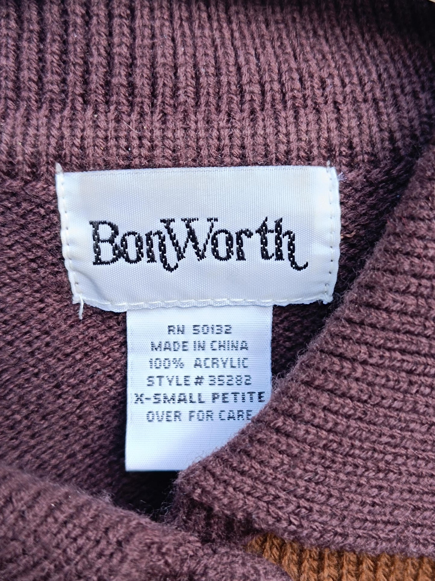 90s Cottage Core Cardigan| Vintage Bon Worth Autumn Sweater | Maximalist Cozy Long Sleeved Knitwear