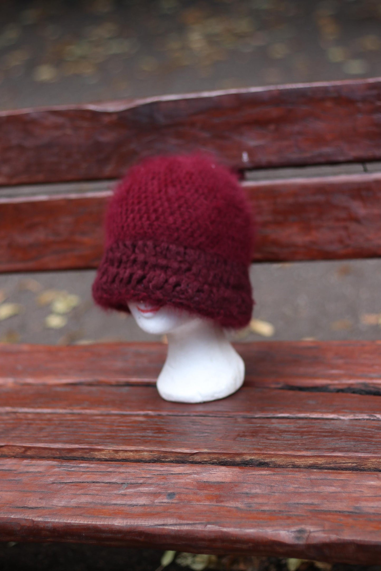y2k Red Knitted Hat| Vintage Cozy Hat Winter Hat |Minimalist Fuzzy Headpiece| EMO Girl Accessory