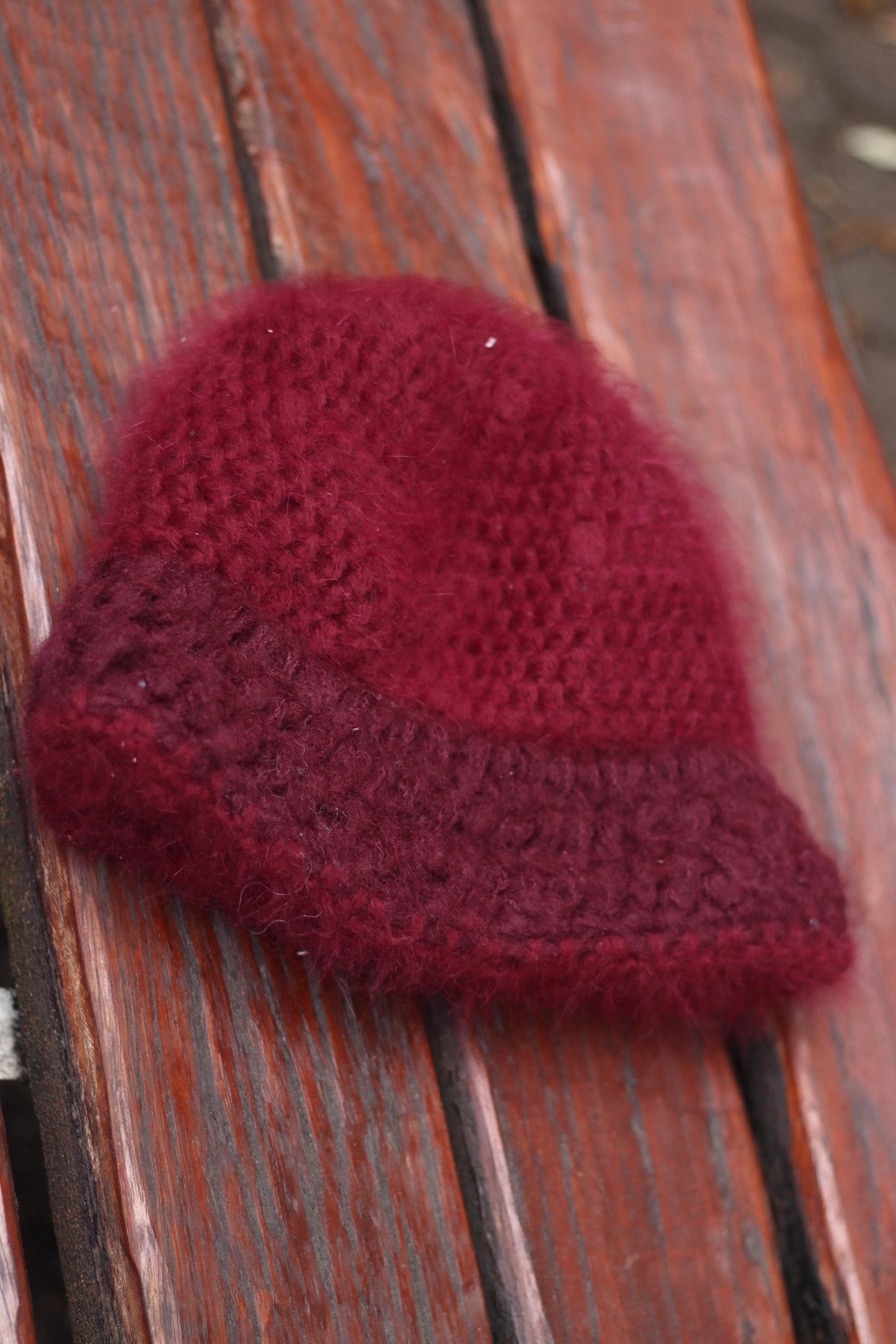 y2k Red Knitted Hat| Vintage Cozy Hat Winter Hat |Minimalist Fuzzy Headpiece| EMO Girl Accessory