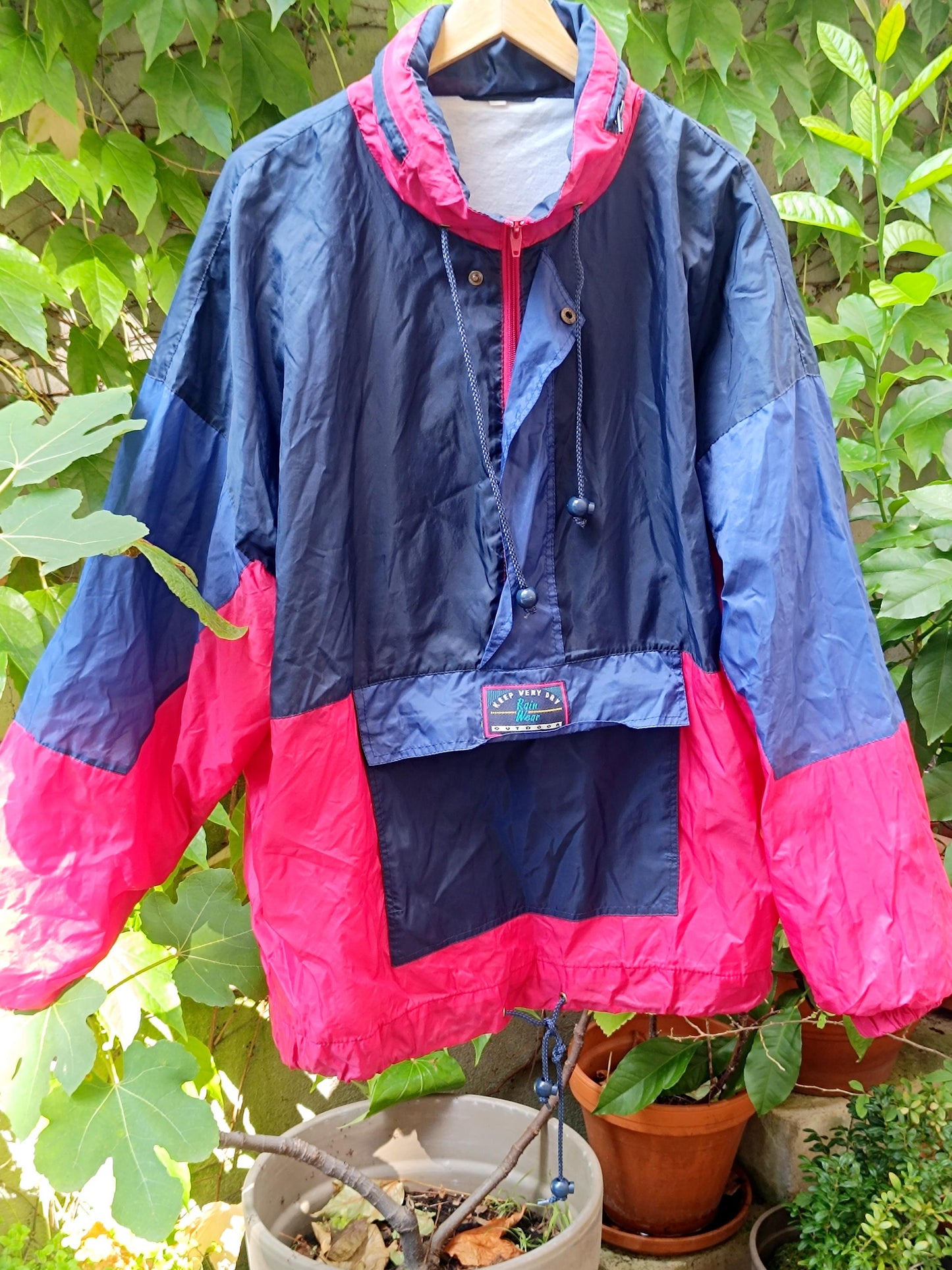 80s Windbreaker Jacket | Vintage Colorblocking Streetstyle Rain Jacket| Outwear for Hiking Outdoors