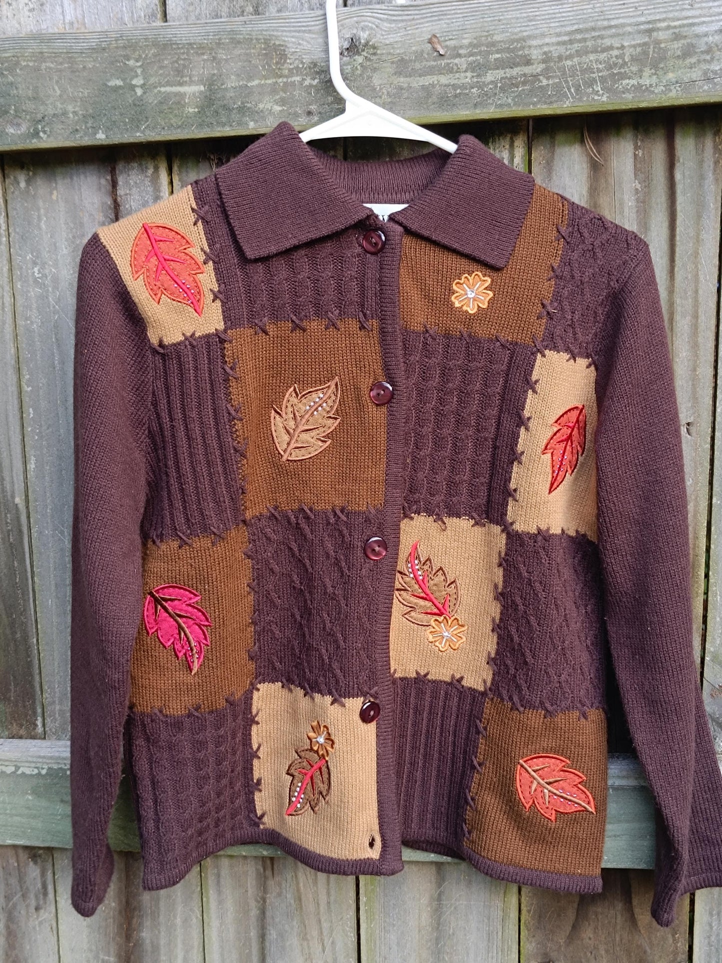 90s Cottage Core Cardigan| Vintage Bon Worth Autumn Sweater | Maximalist Cozy Long Sleeved Knitwear