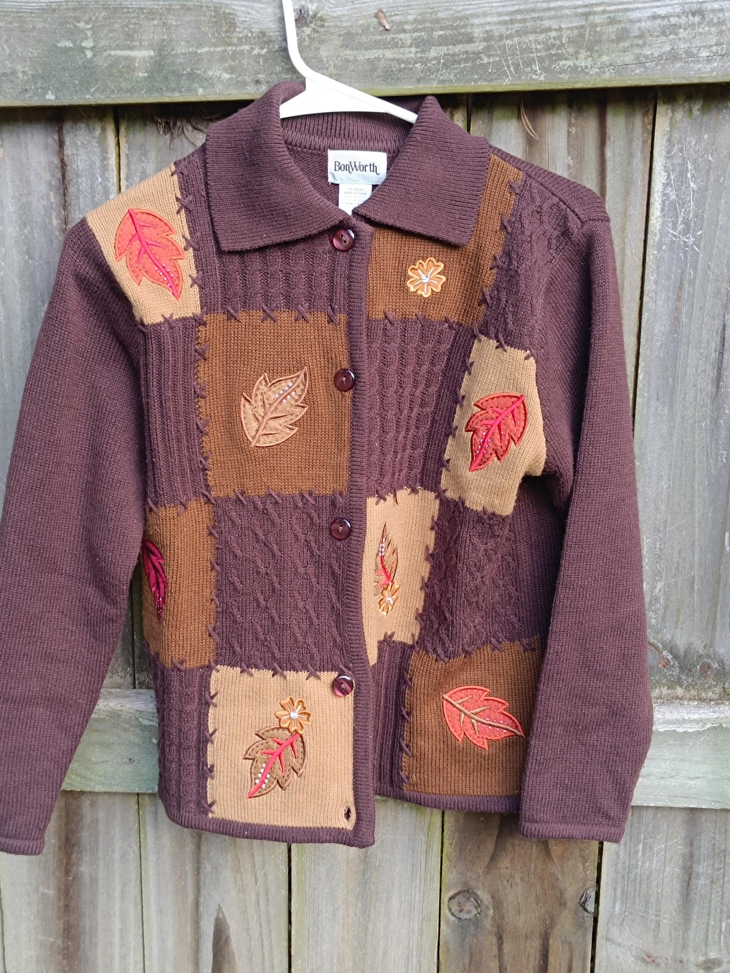 90s Cottage Core Cardigan| Vintage Bon Worth Autumn Sweater | Maximalist Cozy Long Sleeved Knitwear